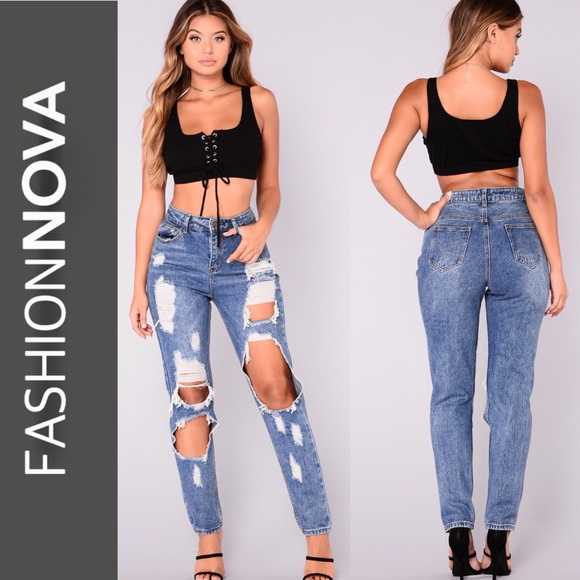 Fashion Nova Denim - 🆕 FASHION NOVA Distressed Jeans High Waisted SZ 4